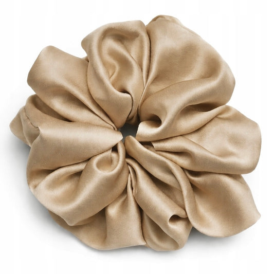 Jedwabna gumka do włosów 100% Jedwab morwowy scrunchie beżowa XXL Meravil