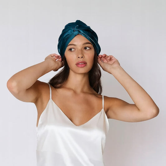 Jedwabny czepek do włosów 100% JEDWAB naturalny morwowy turban do spania