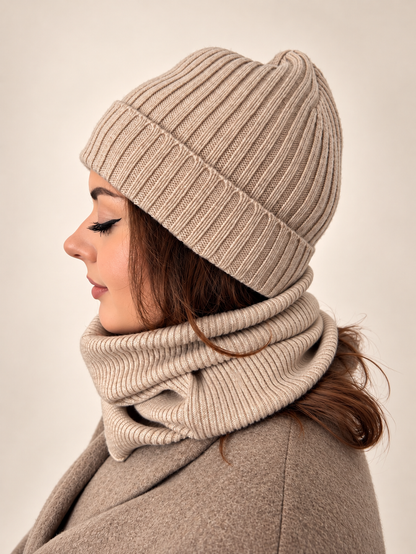 Kaszmirowy komin 100% Kaszmir unisex - naturalny beż
