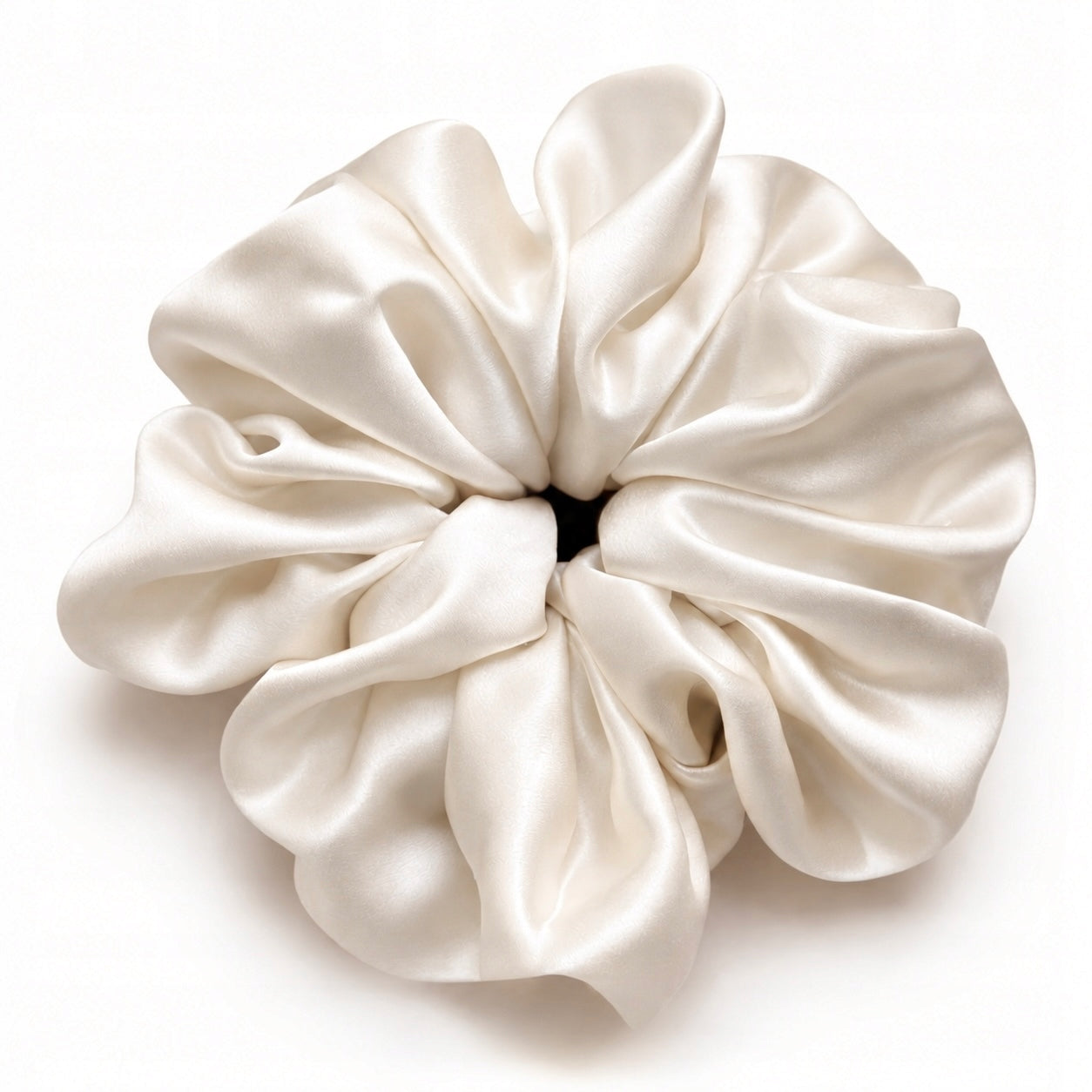 Jedwabna gumka do włosów 100% Jedwab scrunchie kość słoniowa XXL Meravil