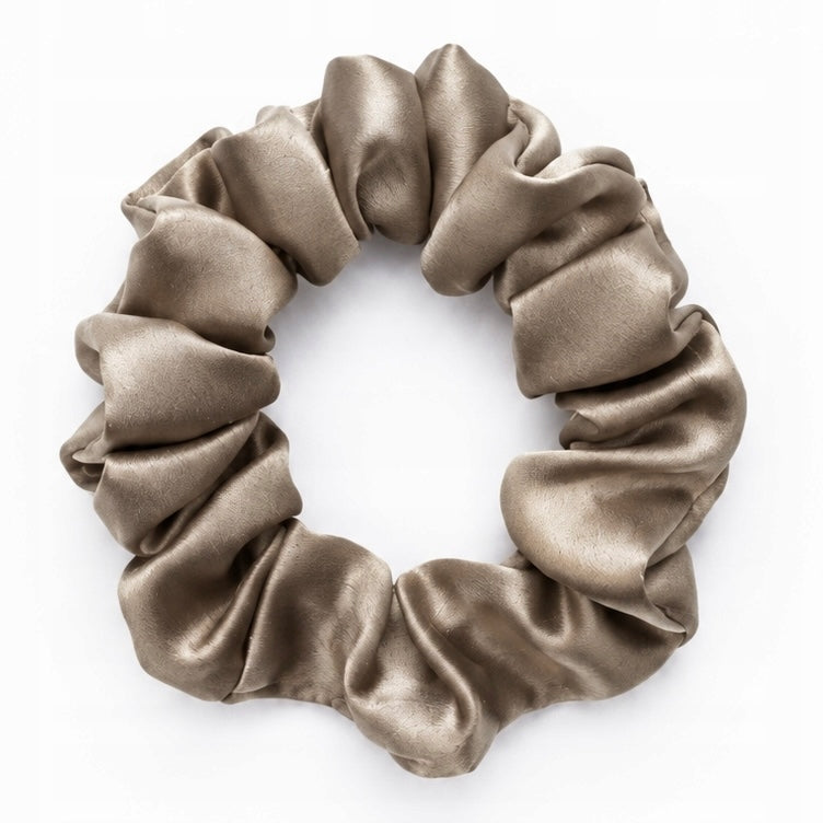 Jedwabna gumka do włosów 100% JEDWAB scrunchie Taupe MINI Meravil
