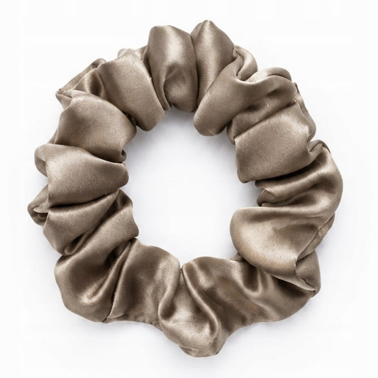 Jedwabna gumka do włosów 100% JEDWAB scrunchie Taupe MINI Meravil