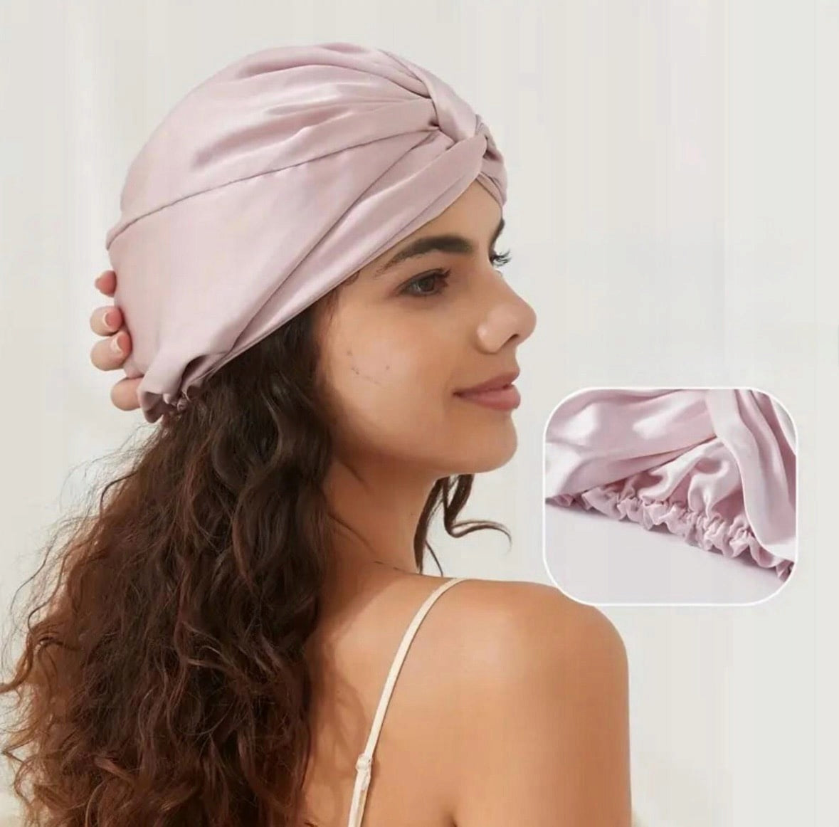 JEDWABNY TURBAN DO WŁOSÓWK CZEPEK 100% JEDWAB NATURALNY MOWROWY MORSKI