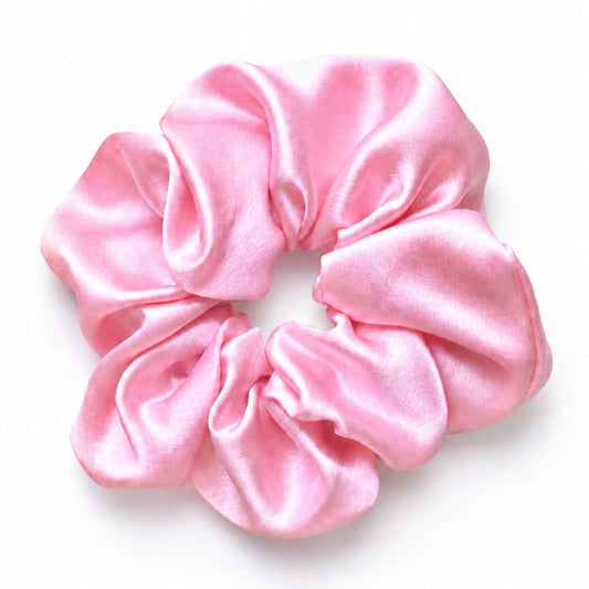 Jedwabna gumka do włosów 100% Jedwab scrunchie Jasny róż Meravil rozmiar M