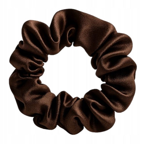 Jedwabna gumka do włosów 100% JEDWAB scrunchie Czekoladowy brąz MINI
