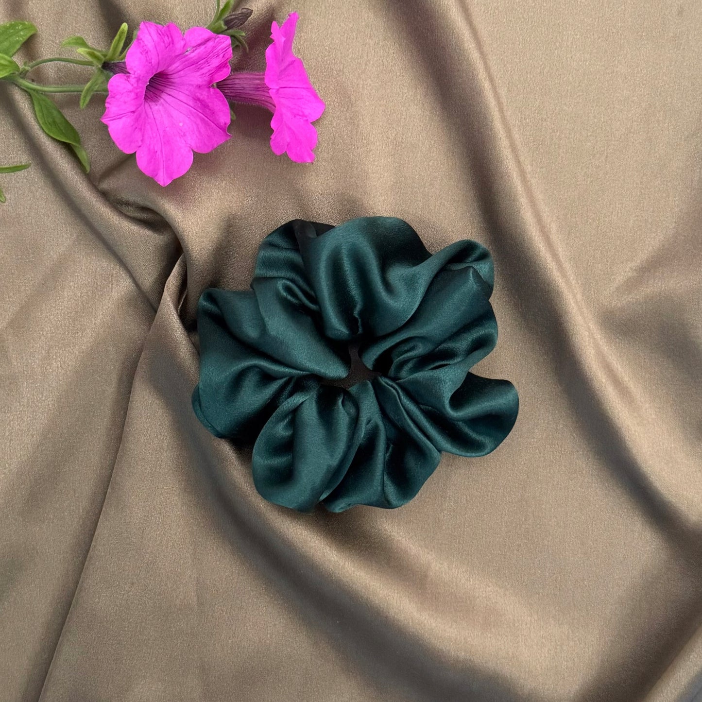 JEDWABNA GUMKA DO WŁOSÓW SCRUNCHIE 100% JEDWAB MORWOWY 22 mm BUTELKOWY r. M