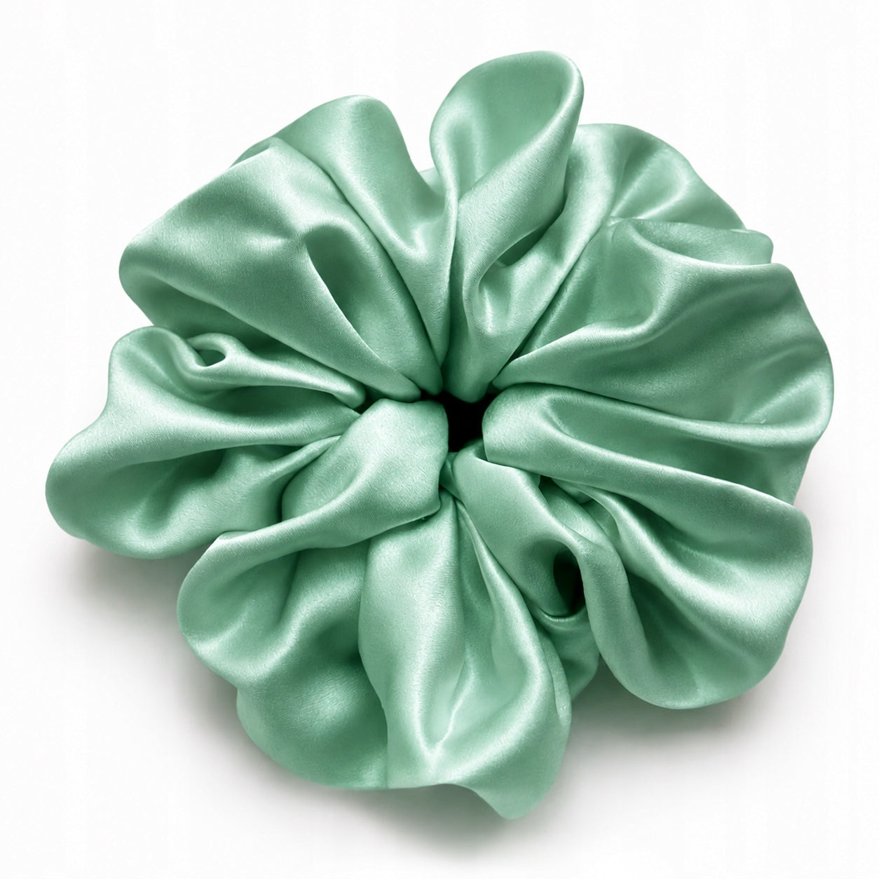 Jedwabna gumka do włosów 100% Jedwab scrunchie pastelowa mięta XXL Meravil