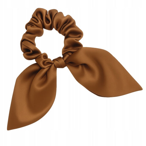 Jedwabna gumka do włosów z uszkami 100% JEDWAB scrunchie Meravil - Brązowy