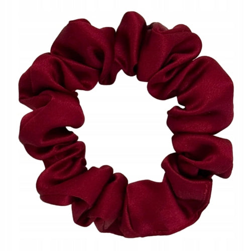 Jedwabna gumka do włosów JEDWAB 100% scrunchie czerwone wino MINI