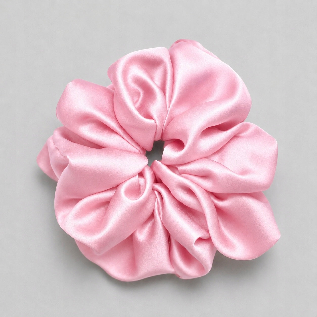 Jedwabna gumka do włosów 100% Jedwab scrunchie jasny róż XXL Meravil