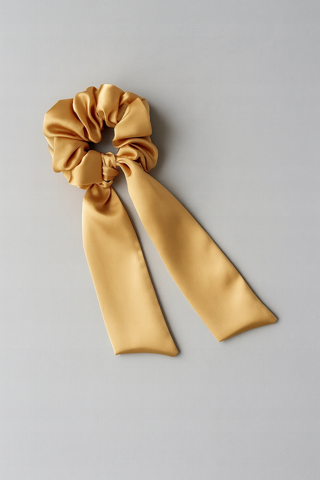 Jedwabna gumka do włosów z wstążką 100% JEDWAB scrunchie Meravil - Złoty