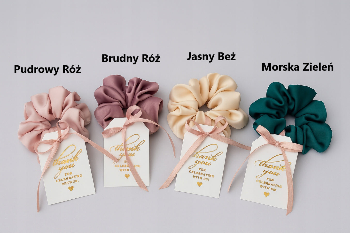 PODZIĘKOWANIA UPOMINEK NA WIECZÓR PANIEŃSKI SCRUNCHIE SATYNOWE rozmiar M